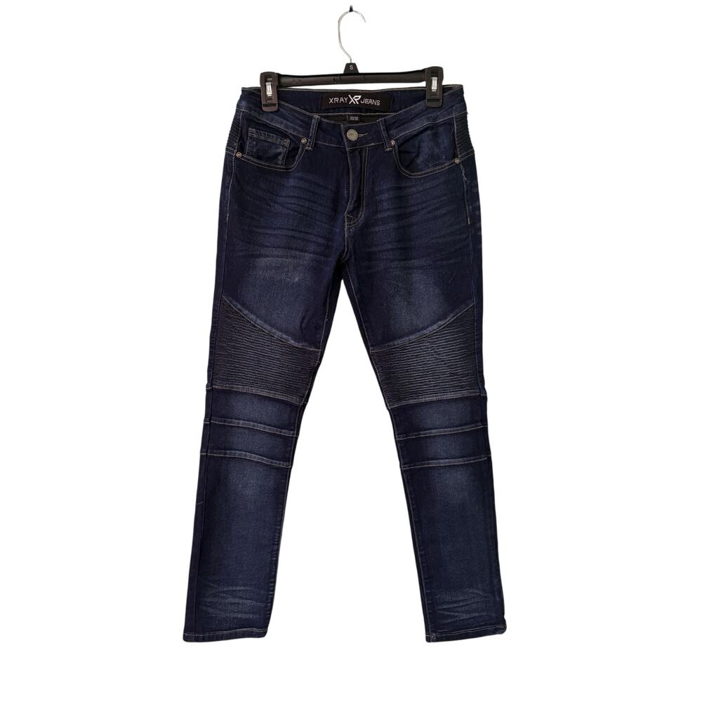 Xray Men's 30x30 Slim fit Dark Blue Jeans Mid Rise Distressed Jeans Street Wear